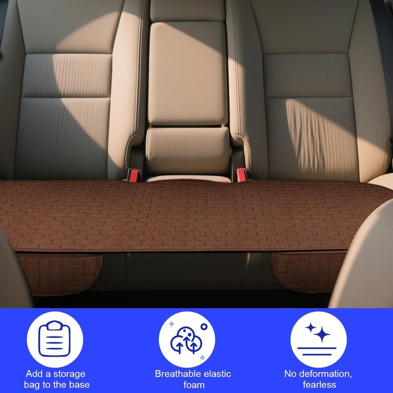 Osilly Car Back Seat Cover, Anti-Slip Long Vehicle Rear Bench Protectors with Storage Pocket, Breathable Comfortable Auto Interior Seating Bottom Protection Accessories, Universal Fit (Brown) - Image 5